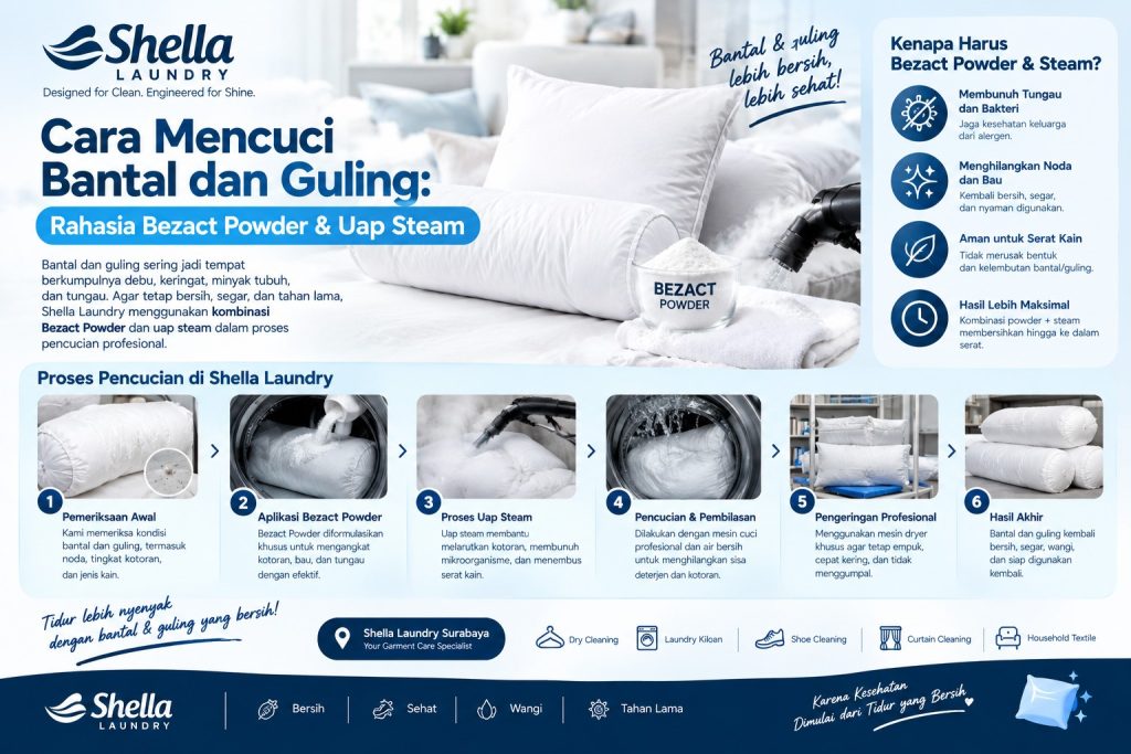 Cara Mencuci Bantal dan Guling yang Benar: Rahasia Bezact Powder & Steam