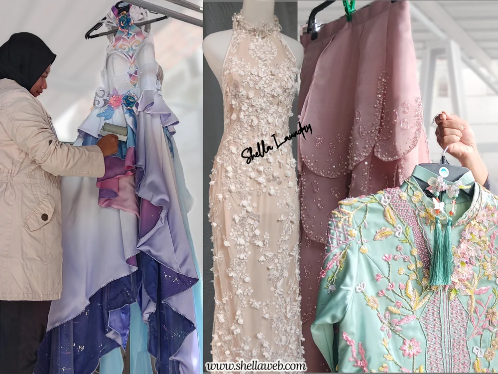 Party dress and cosplay garment cleaning at Shella Laundry Surabaya