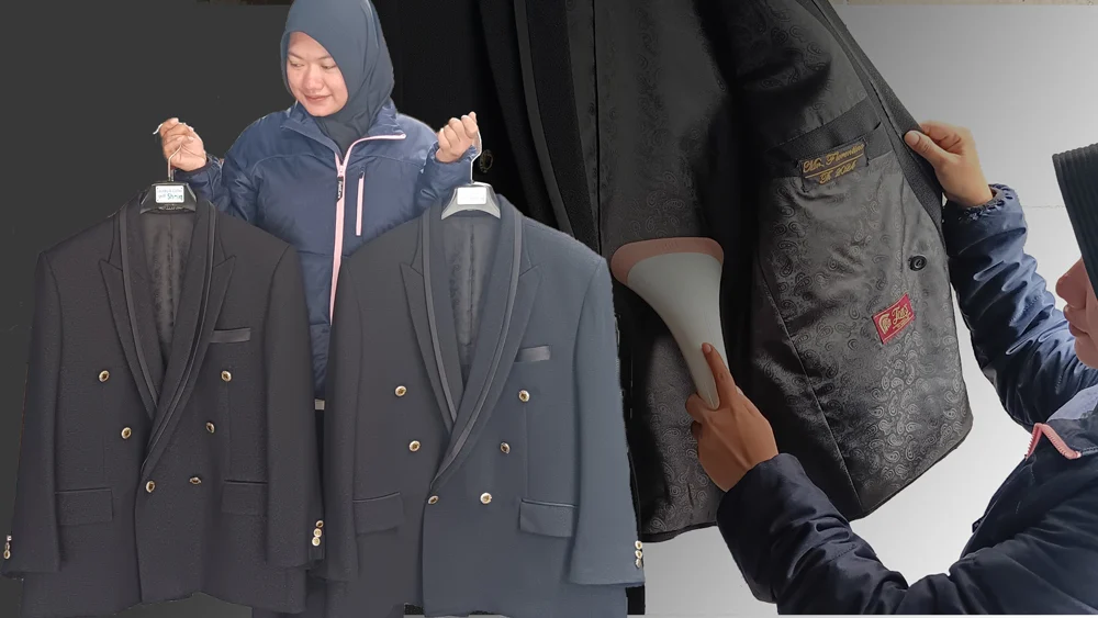 Luxury suit professional dry cleaning and garment care at Shella Laundry Surabaya
