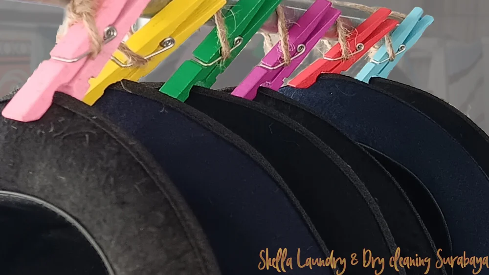 Professional cap and hat cleaning at Shella Laundry Surabaya