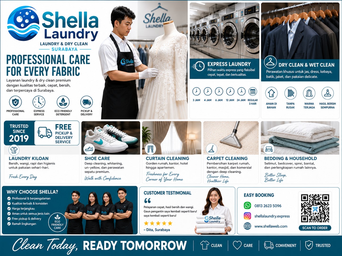 Shella Laundry luxury garment cleaning service in Surabaya