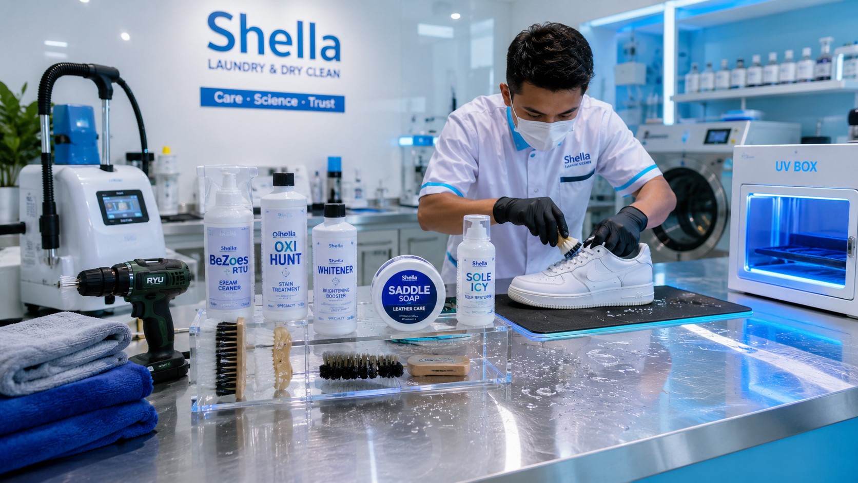 Professional shoe cleaning and shoe care service in Surabaya