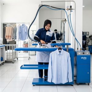 Meja Setrika Uap Vakum Efisiensi Tinggi Shella Laundry Surabaya