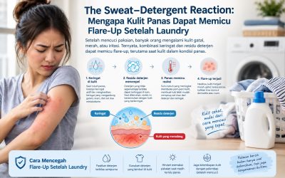 Infografis Ilustrasi The Sweat-Detergent Reaction: Mengapa Kulit Panas Dapat Memicu Flare-Up Setelah Laundry