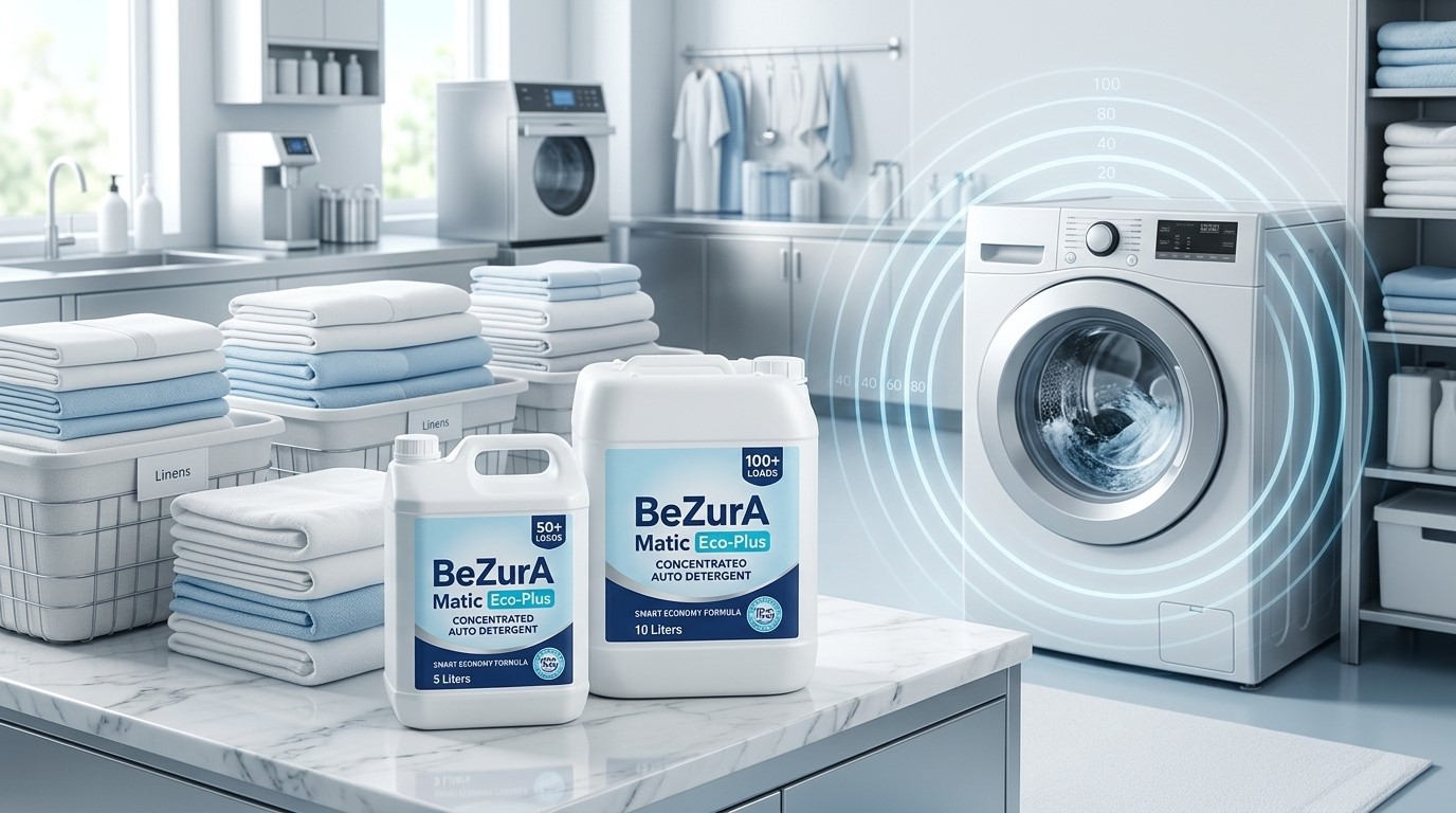 BeZurA Matic Eco-Plus concentrated laundry formulation for operational efficiency