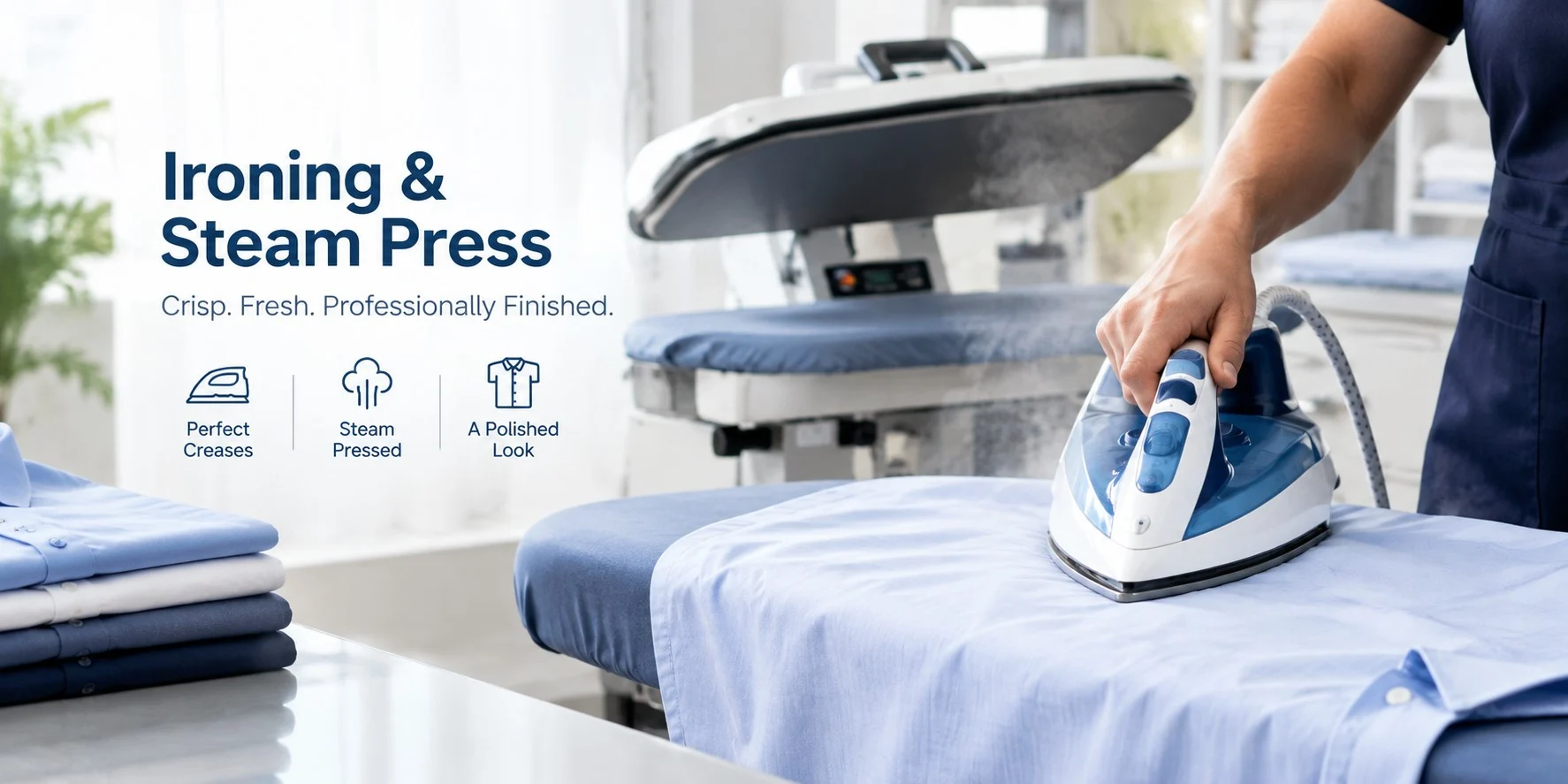 Professional ironing and steam press service in Surabaya