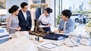Exclusive laundry garment care consultation with local Surabaya customers and SHELLA Laundry professional