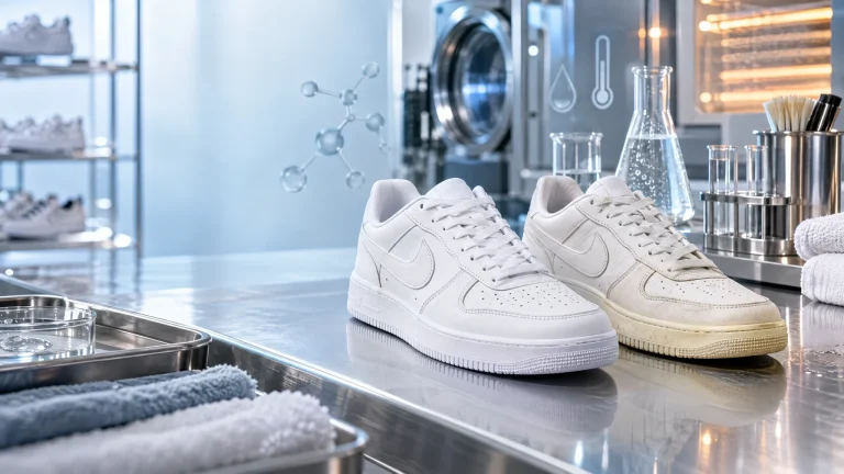 Penyebab sepatu menguning dan kaku pasca cuci β shoe care science Shella Laundry Surabaya