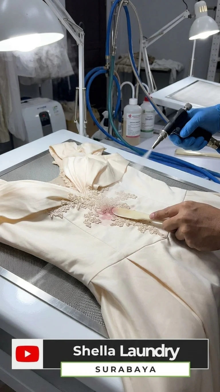 Pemeriksaan detail pakaian dan bahan tekstil