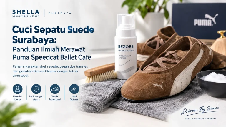 Perawatan sepatu suede cokelat Puma Speedcat Ballet Cafe di SHELLA Laundry Surabaya