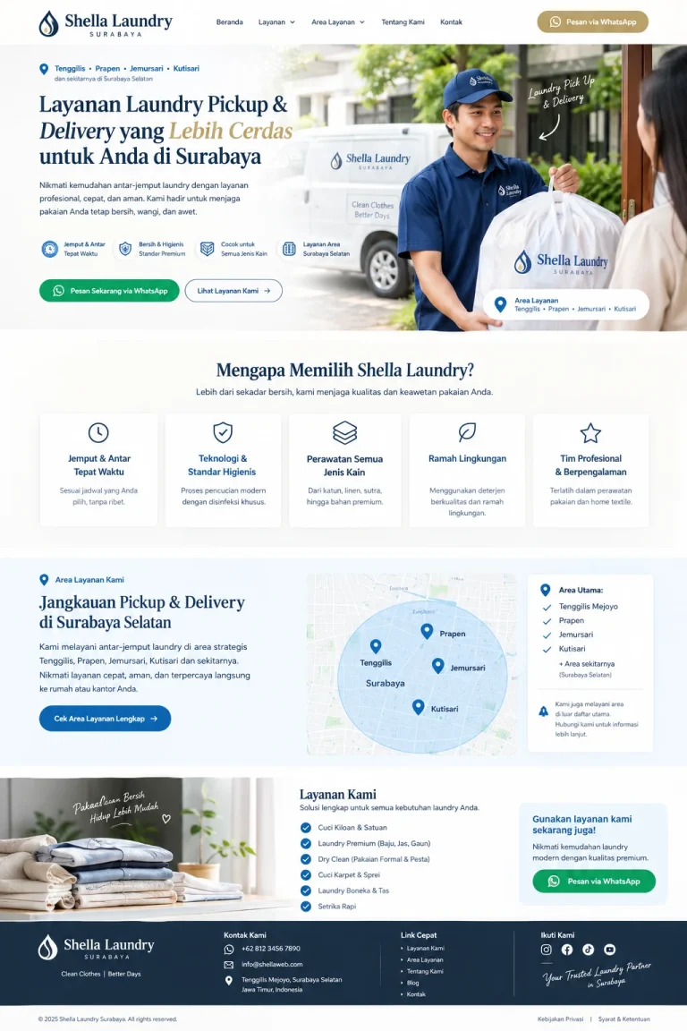 Layanan laundry pickup dan delivery Shella Laundry di Surabaya